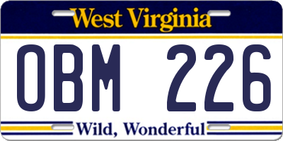 WV license plate OBM226