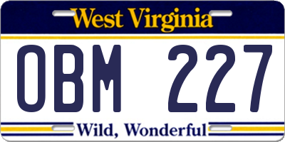 WV license plate OBM227