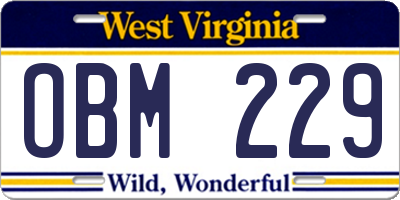 WV license plate OBM229