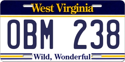WV license plate OBM238