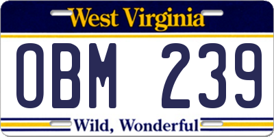 WV license plate OBM239