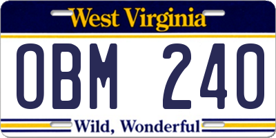 WV license plate OBM240
