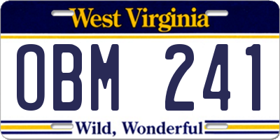 WV license plate OBM241