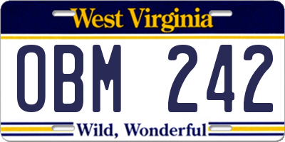 WV license plate OBM242
