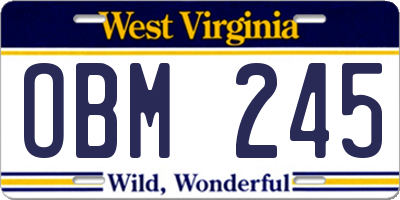 WV license plate OBM245