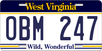 WV license plate OBM247