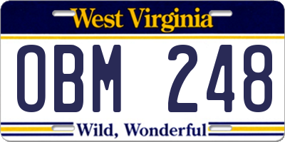 WV license plate OBM248