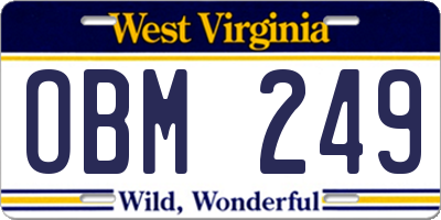 WV license plate OBM249