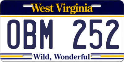WV license plate OBM252