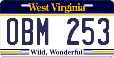 WV license plate OBM253