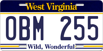 WV license plate OBM255