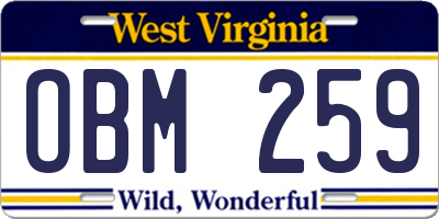 WV license plate OBM259
