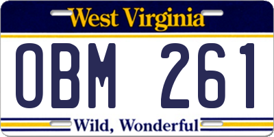 WV license plate OBM261