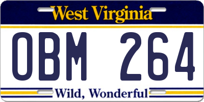 WV license plate OBM264