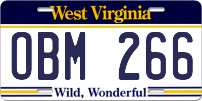 WV license plate OBM266