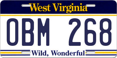 WV license plate OBM268