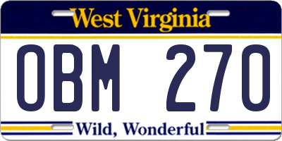 WV license plate OBM270