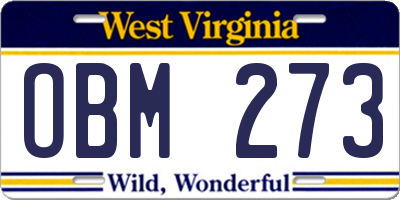 WV license plate OBM273