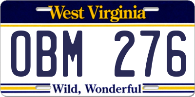 WV license plate OBM276