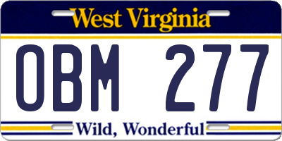 WV license plate OBM277