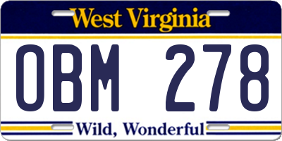 WV license plate OBM278