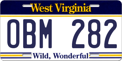 WV license plate OBM282