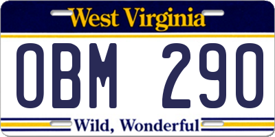 WV license plate OBM290