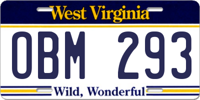 WV license plate OBM293