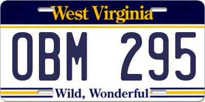 WV license plate OBM295