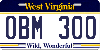 WV license plate OBM300