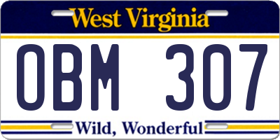 WV license plate OBM307