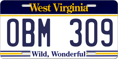 WV license plate OBM309