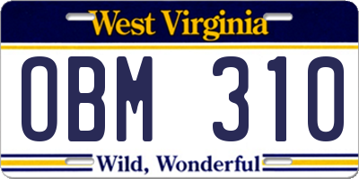 WV license plate OBM310