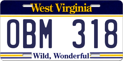 WV license plate OBM318