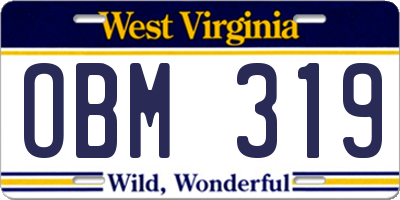 WV license plate OBM319
