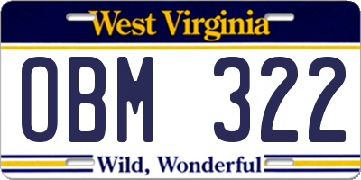 WV license plate OBM322