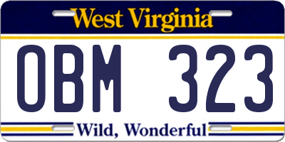WV license plate OBM323