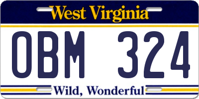 WV license plate OBM324