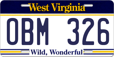 WV license plate OBM326