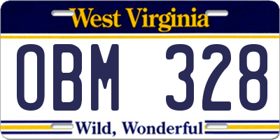 WV license plate OBM328