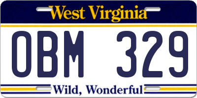 WV license plate OBM329