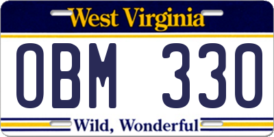WV license plate OBM330