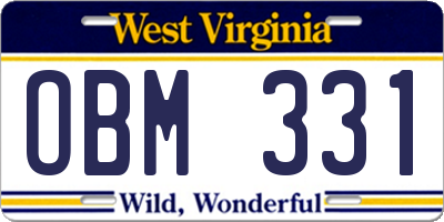 WV license plate OBM331
