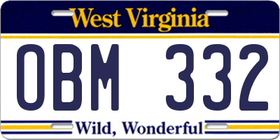 WV license plate OBM332