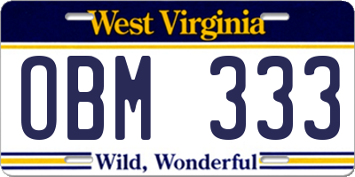 WV license plate OBM333