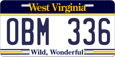 WV license plate OBM336
