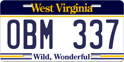 WV license plate OBM337