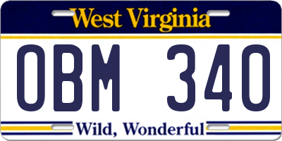 WV license plate OBM340