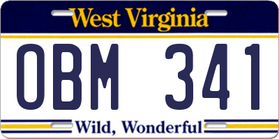 WV license plate OBM341