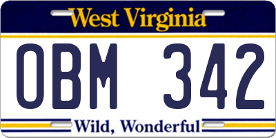 WV license plate OBM342